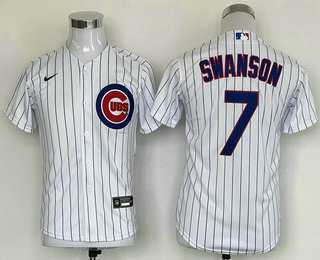 Youth Chicago Cubs #7 Dansby Swanson White Stitched MLB Cool Base Nike Jersey->mlb youth jerseys->MLB Jersey